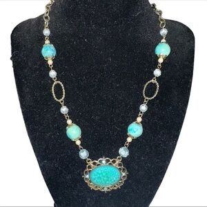 Aqua Vintage Beaded Neckalace